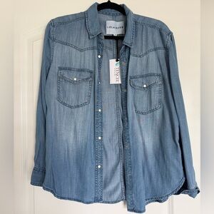 Lola Avier Blue Button Down Shirt for Women